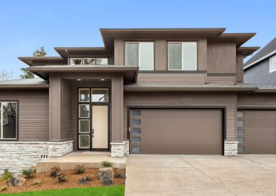 modern brown two-story home